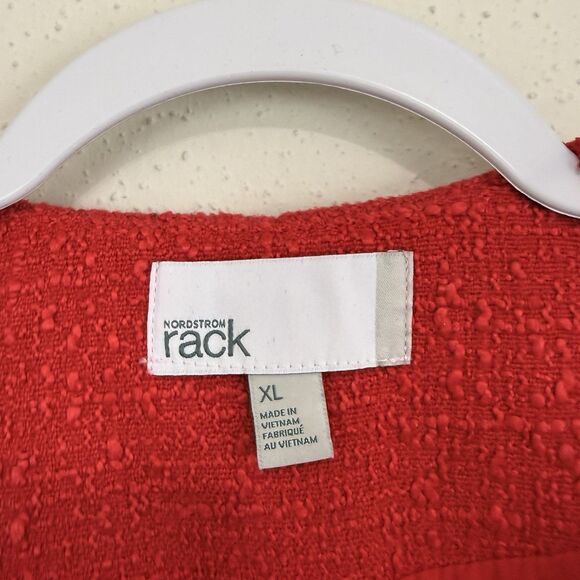 Nordstrom Rack Womens Tweed Blazer Sz Extra Large Red Textured Gold Buttons - Picture 3 of 8